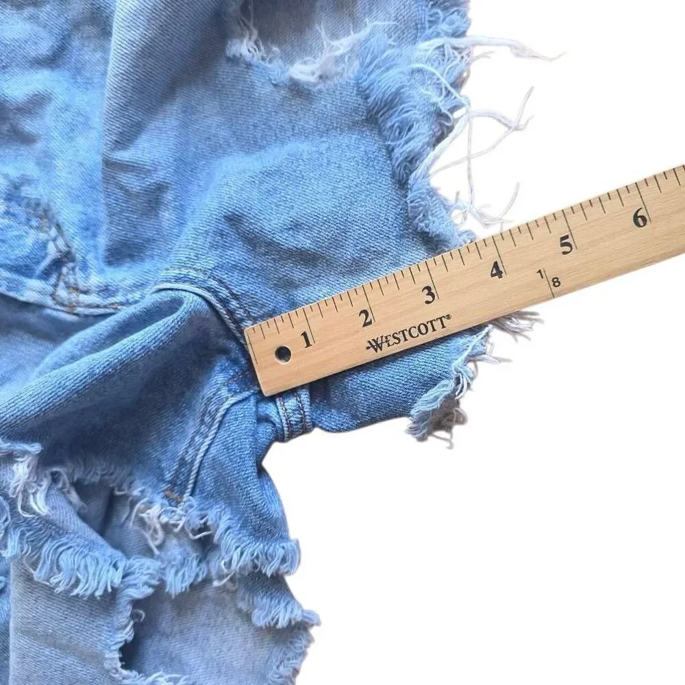 Free people we the free Sz 32 wash blue  distressed jean shorts